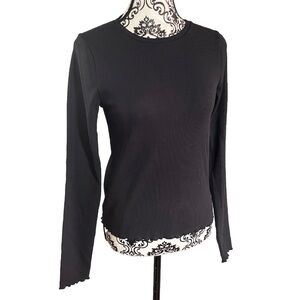 Vintage 90's Women’s Abercrombie & Fitch Long Sleeve Top M Black Minimalist Y2K